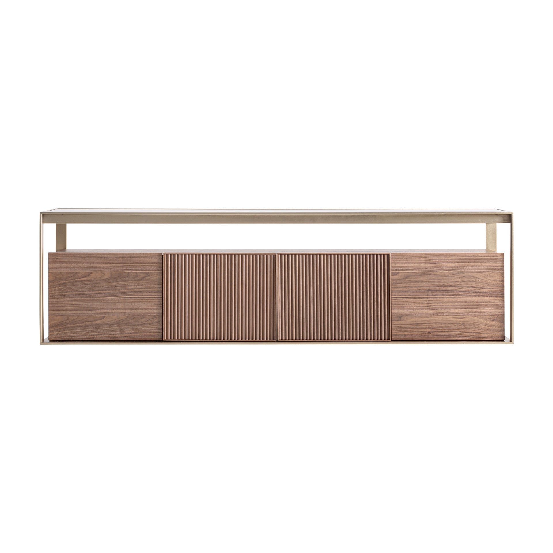 AISBY Contemporary TV Stand - Ash Wood & Tempered Glass