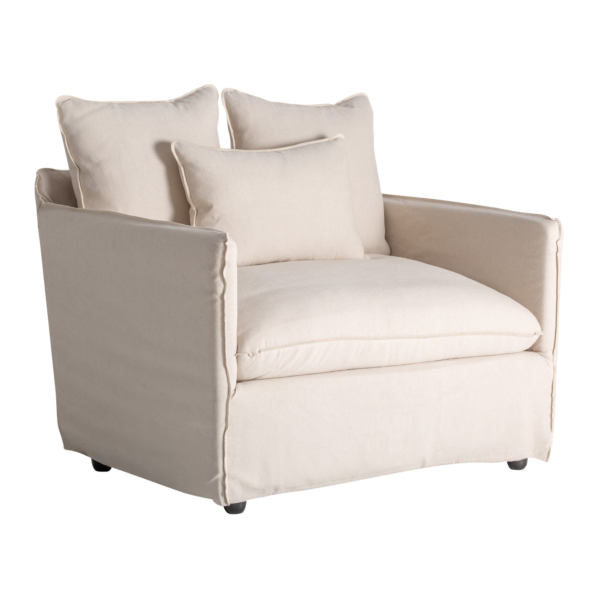 Pugnac Contemporary Linen Armchair - Beige