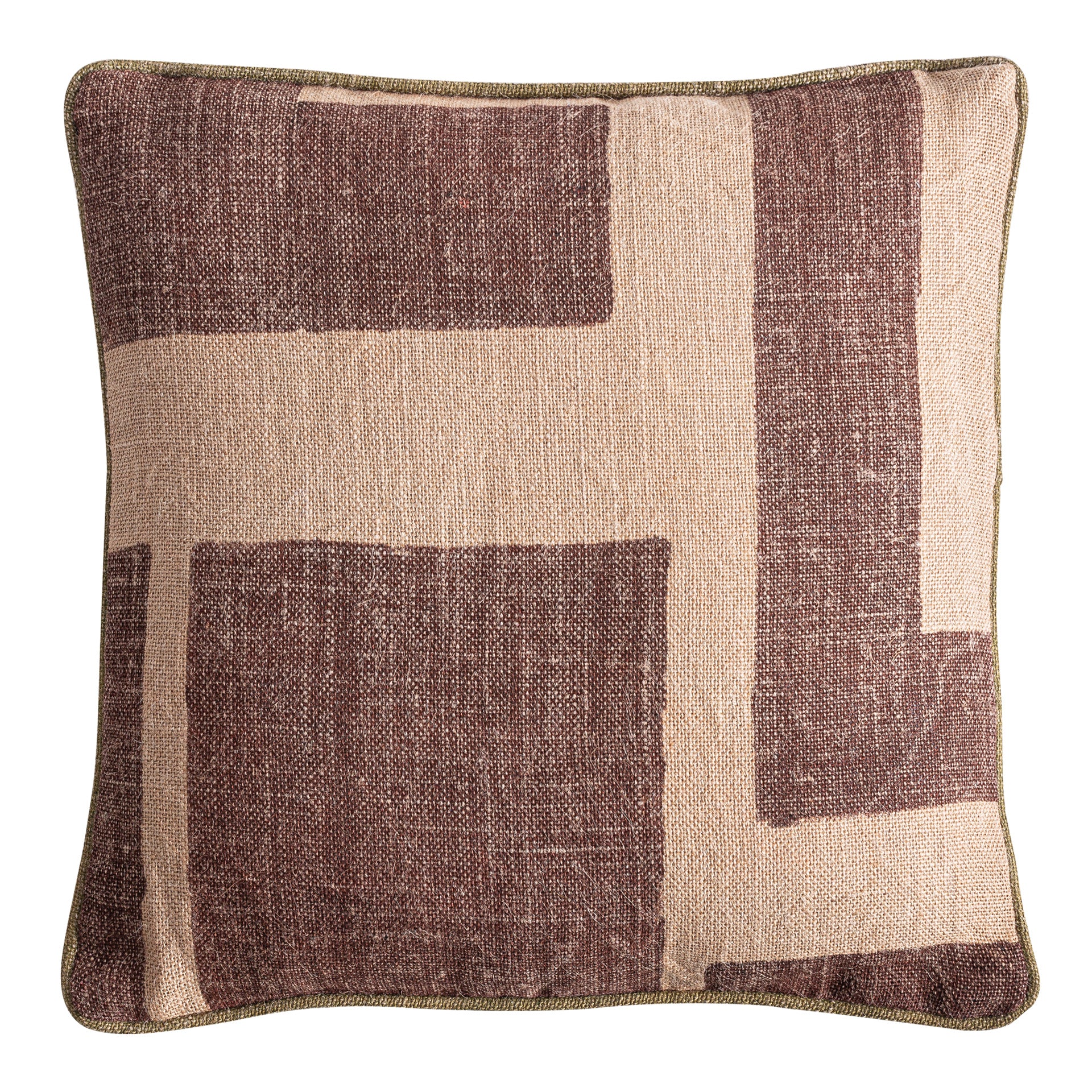Amun Jute Cushion - Natural Beige & Brown Fiber Decorative Pillow