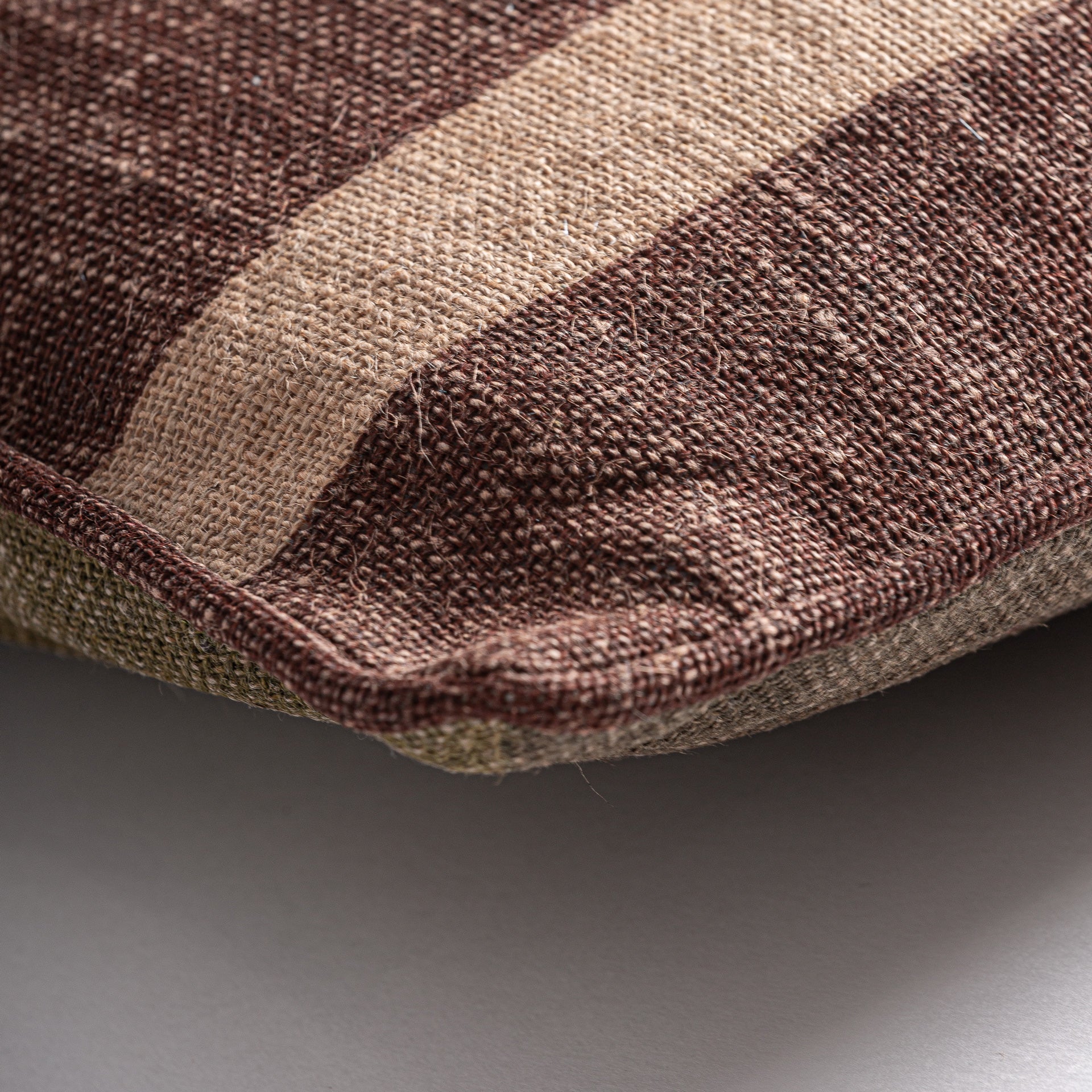 Anzaty Jute Cushion - Natural Beige & Green Fiber Decorative Pillow