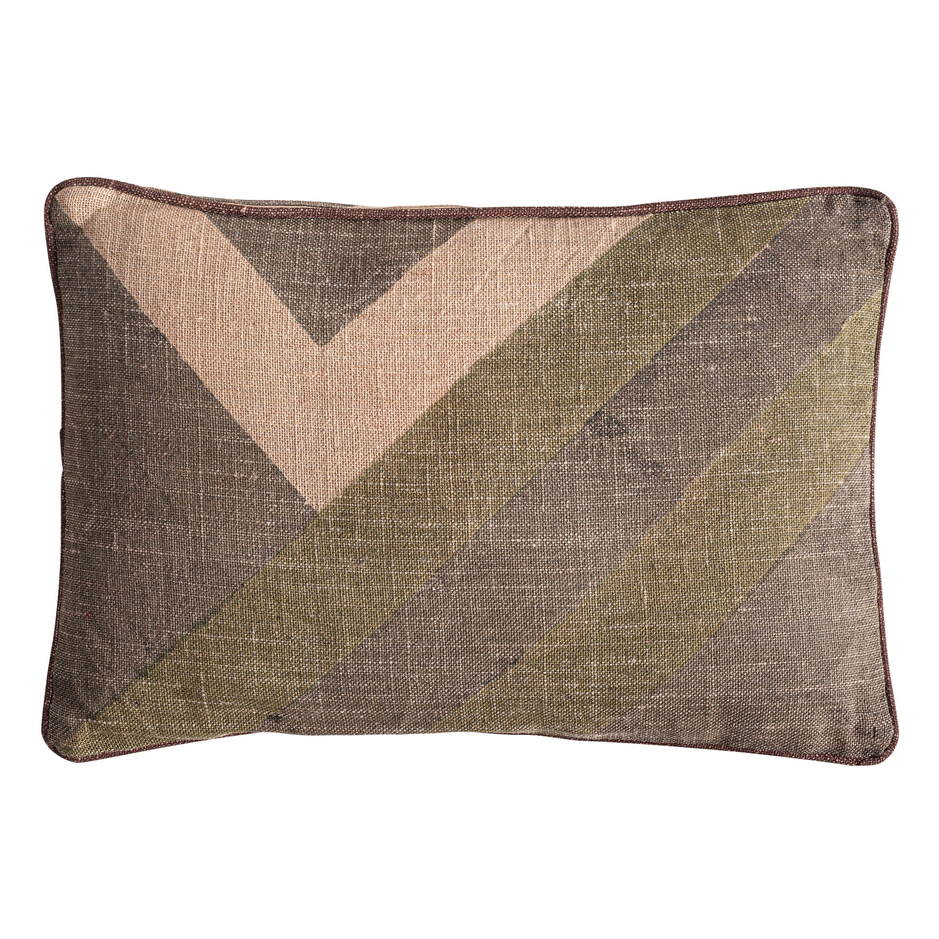 Anzaty Jute Cushion - Natural Beige & Green Fiber Decorative Pillow