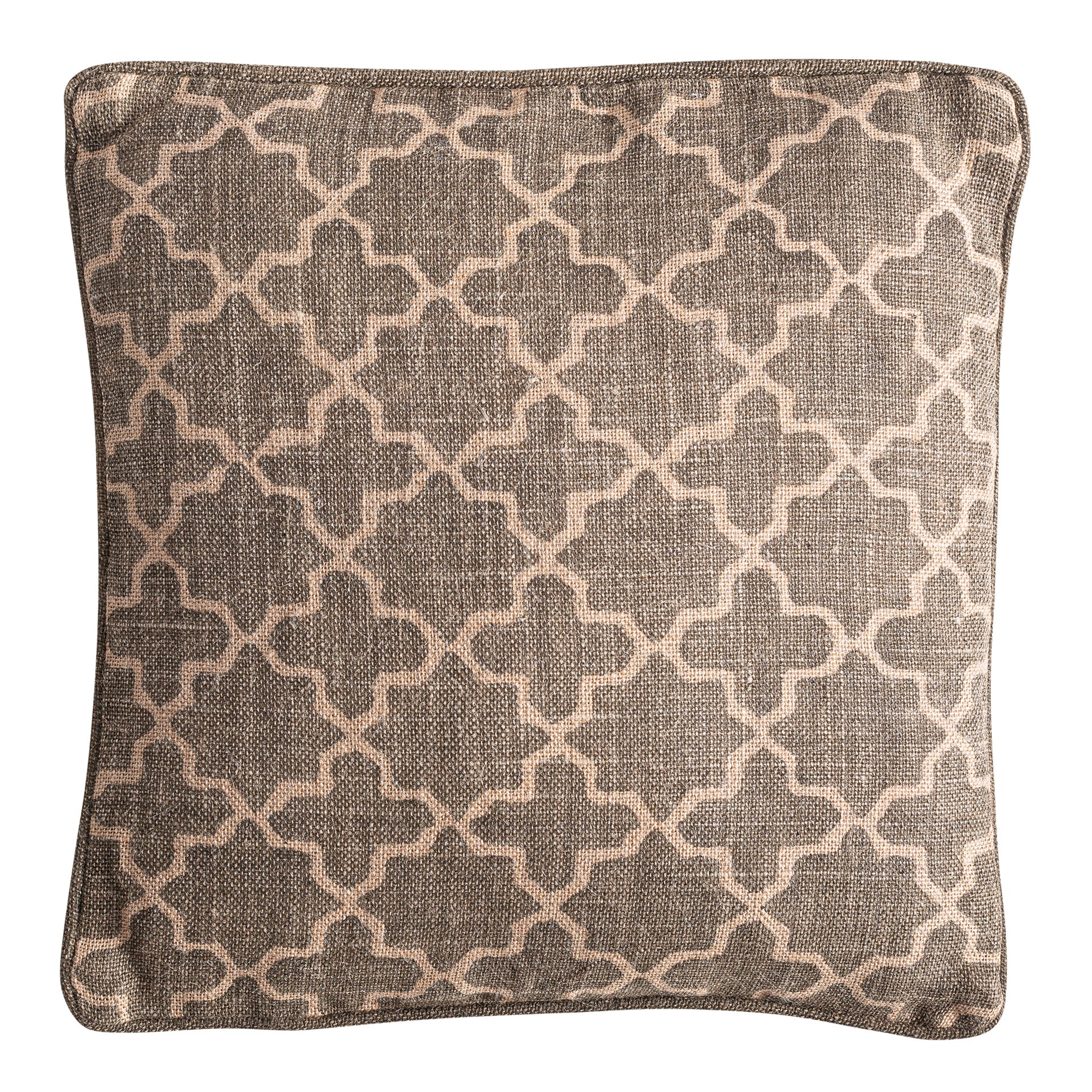Nefer Jute Cushion - Beige & Green Natural Fiber Decorative Pillow