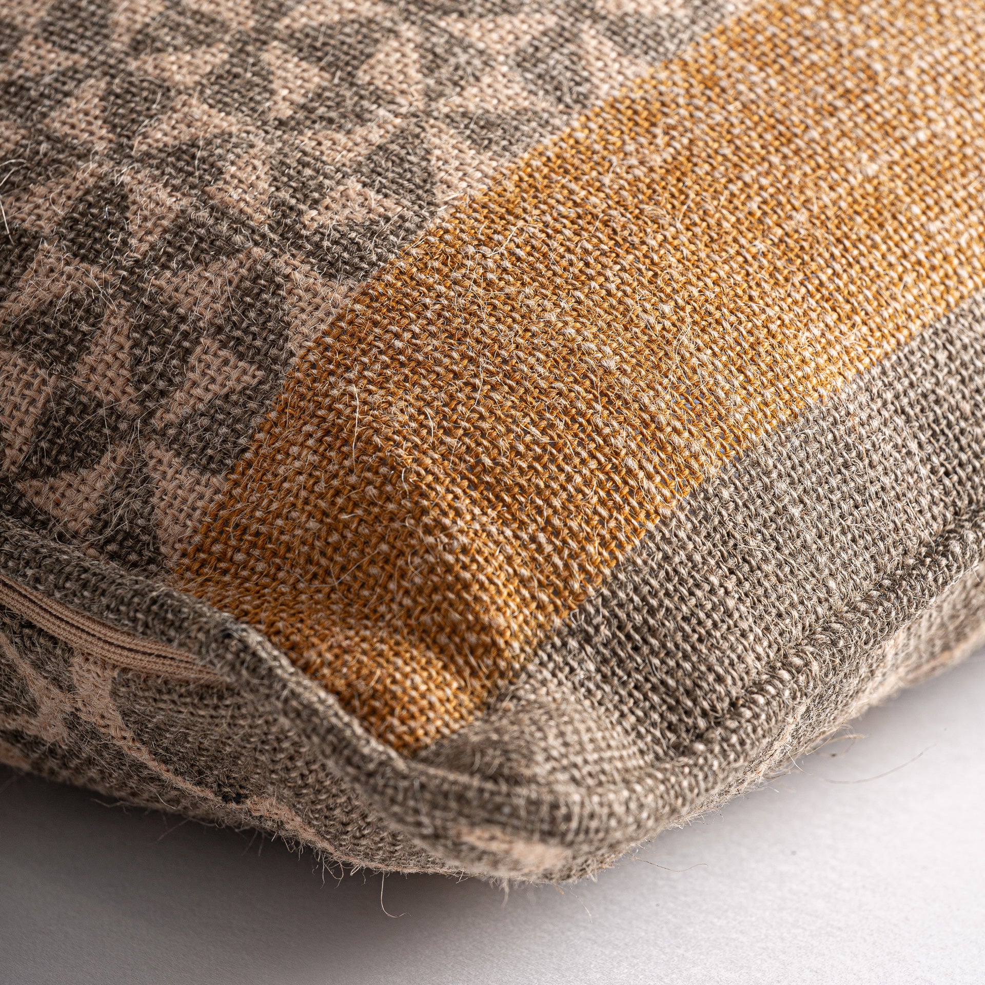 Narmer Jute Cushion - Beige & Ochre Natural Fiber - TWO FOR ONE