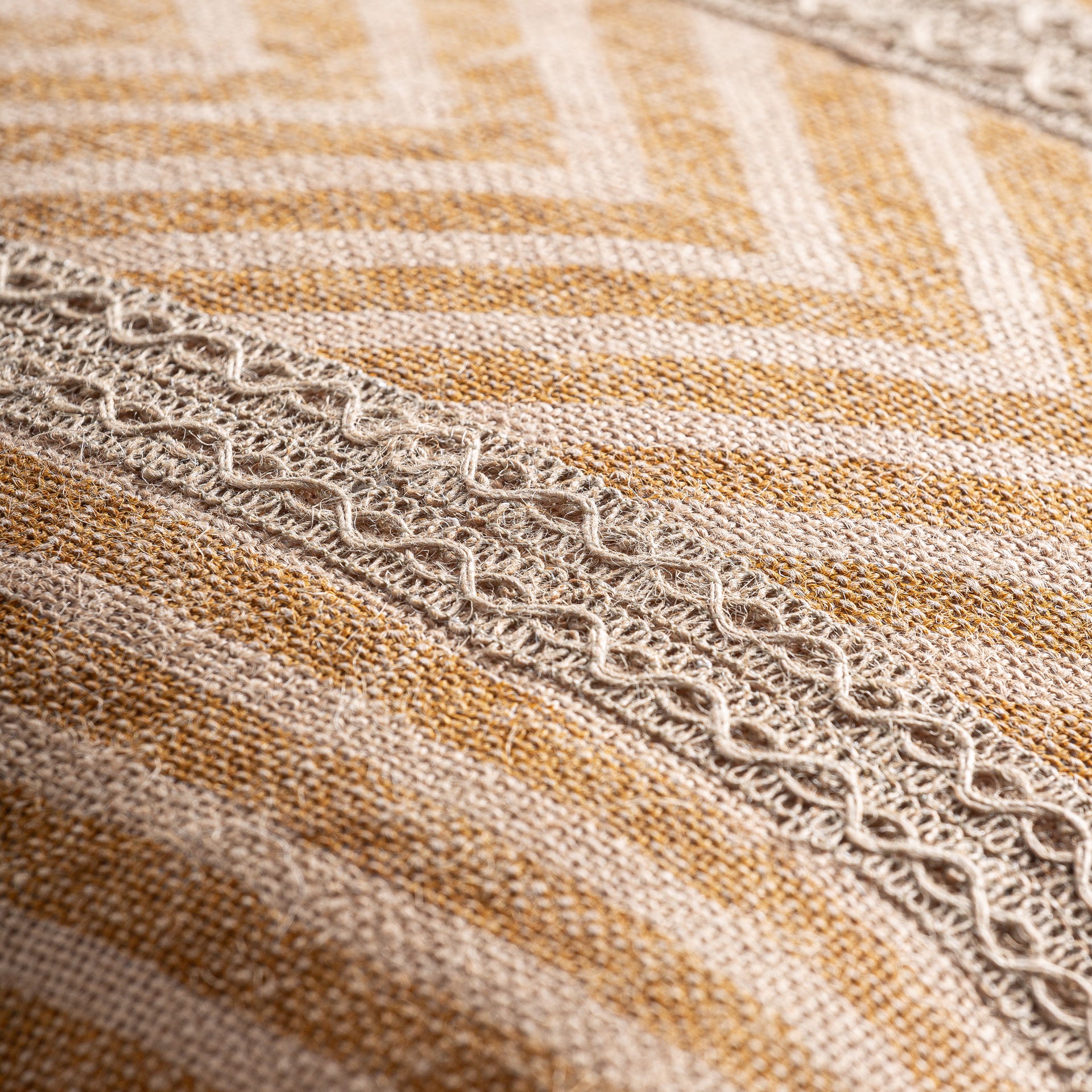 Osiris Jute Cushion - Natural Beige & Ochre Fiber