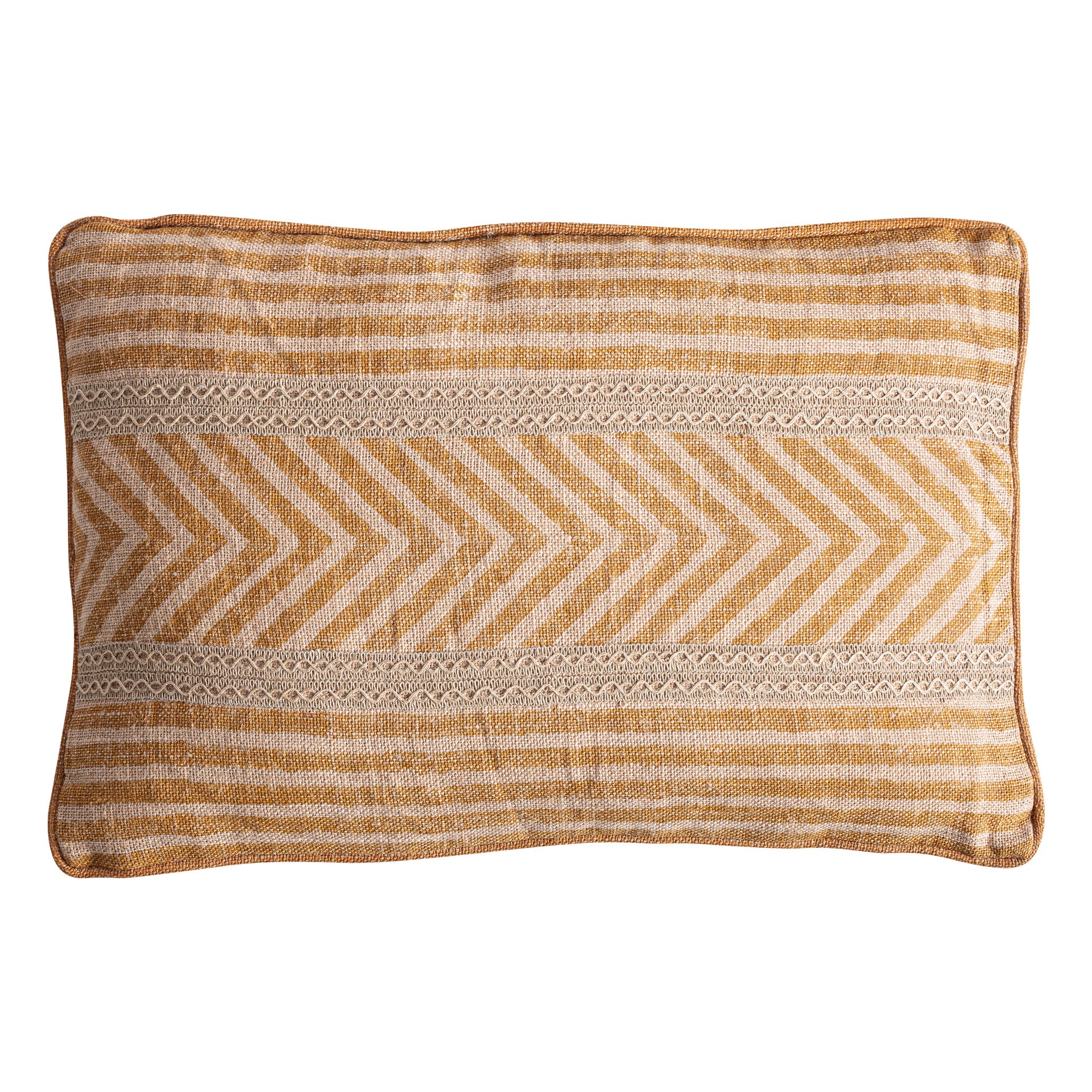 Osiris Jute Cushion - Natural Beige & Ochre Fiber