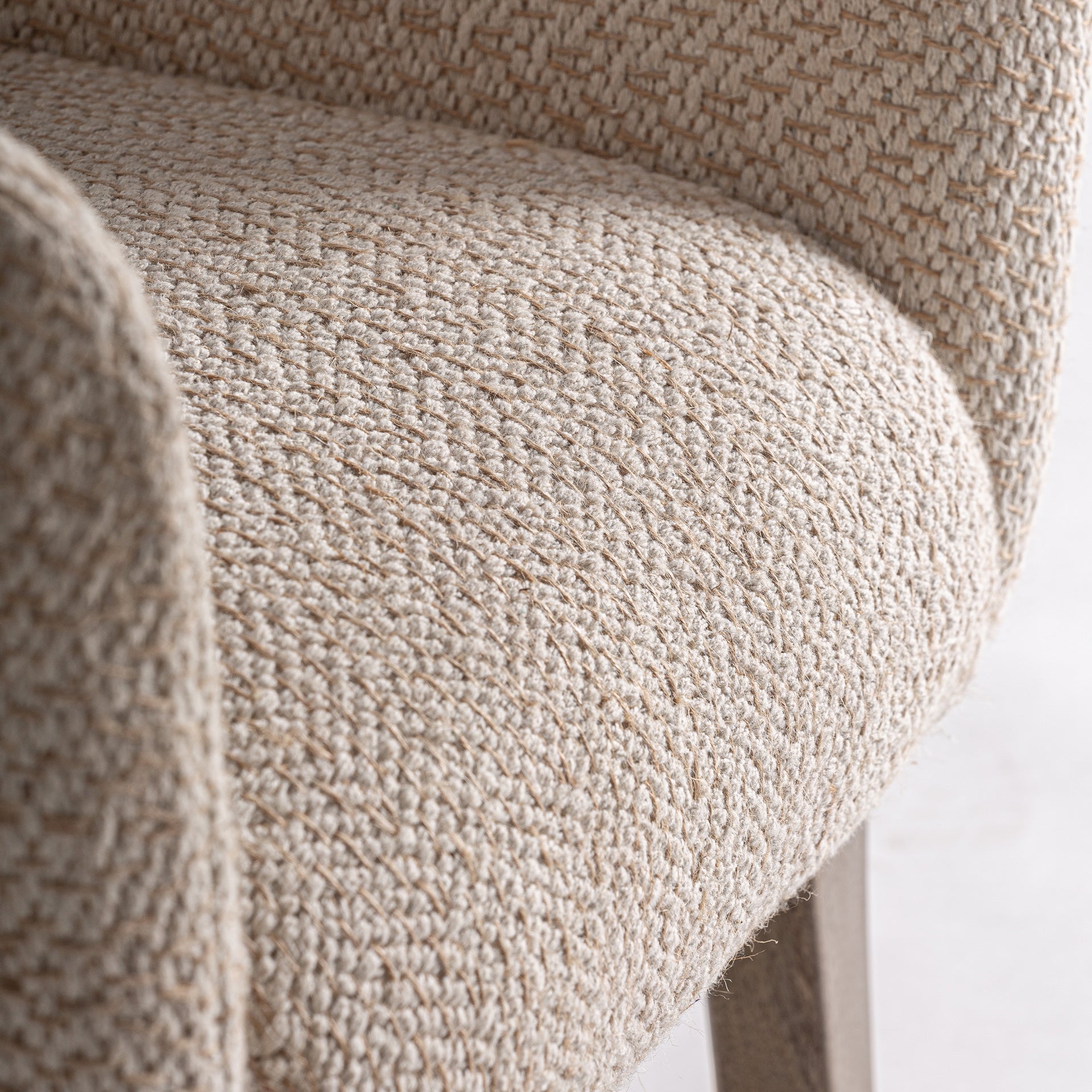 Liermo Jute Armchair – Contemporary Off-White & Mango Wood