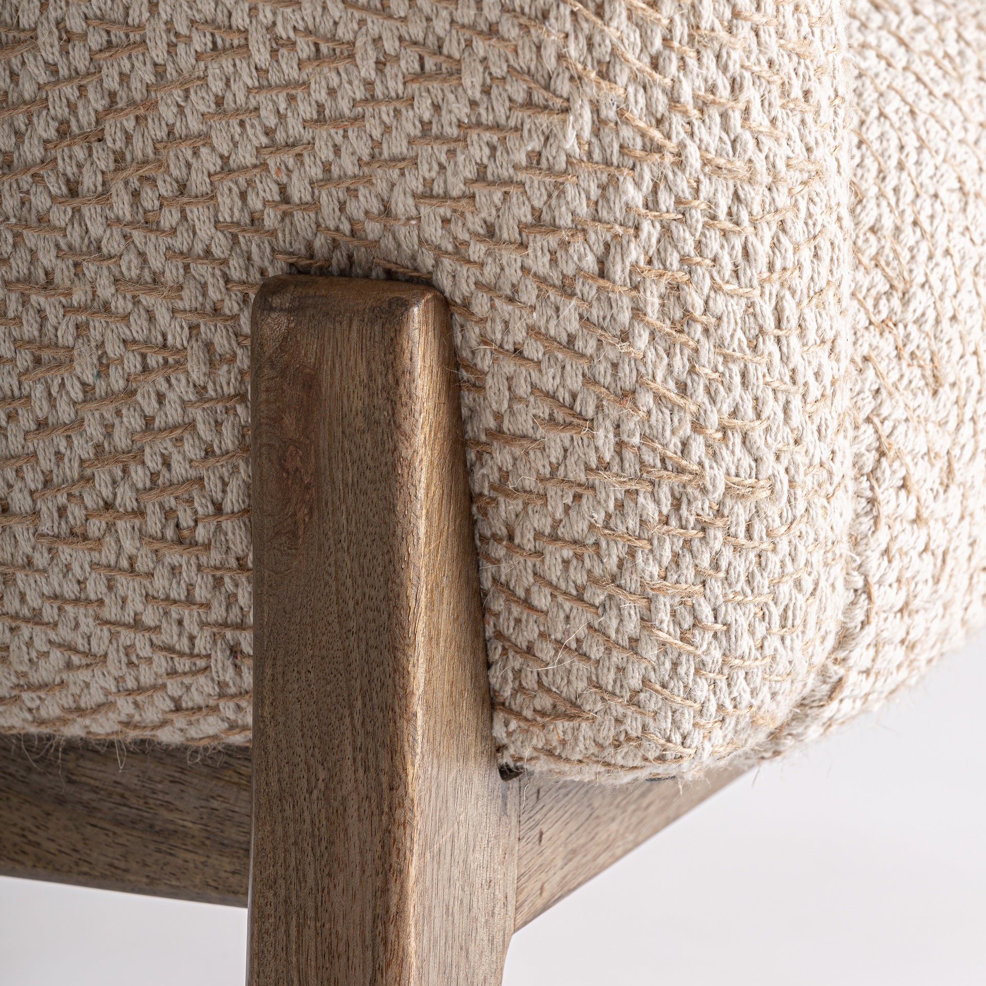 Liermo Jute Armchair – Contemporary Off-White & Mango Wood