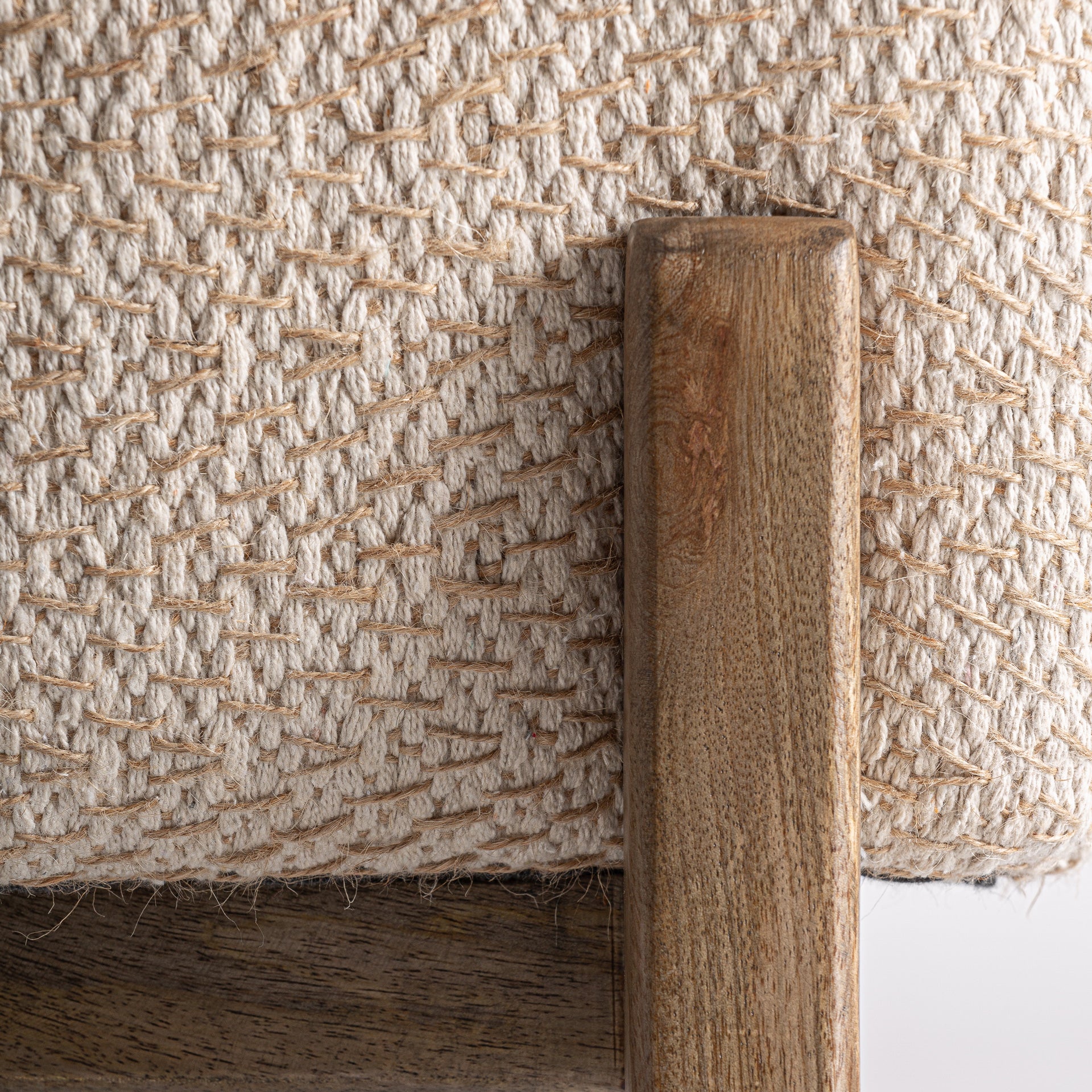 Liermo Jute Armchair – Contemporary Off-White & Mango Wood