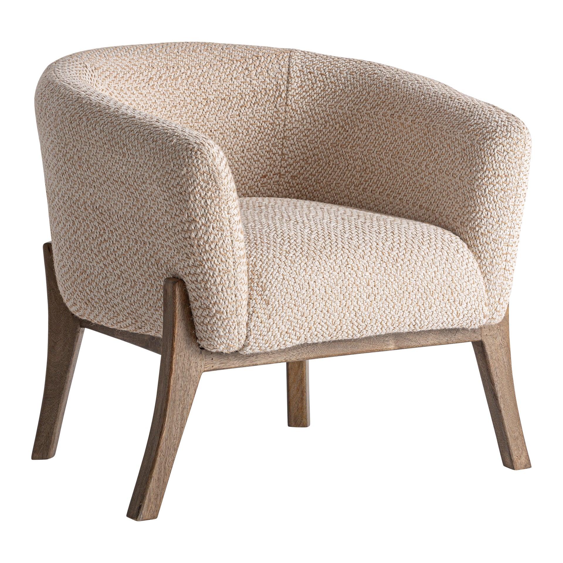 Liermo Jute Armchair – Contemporary Off-White & Mango Wood