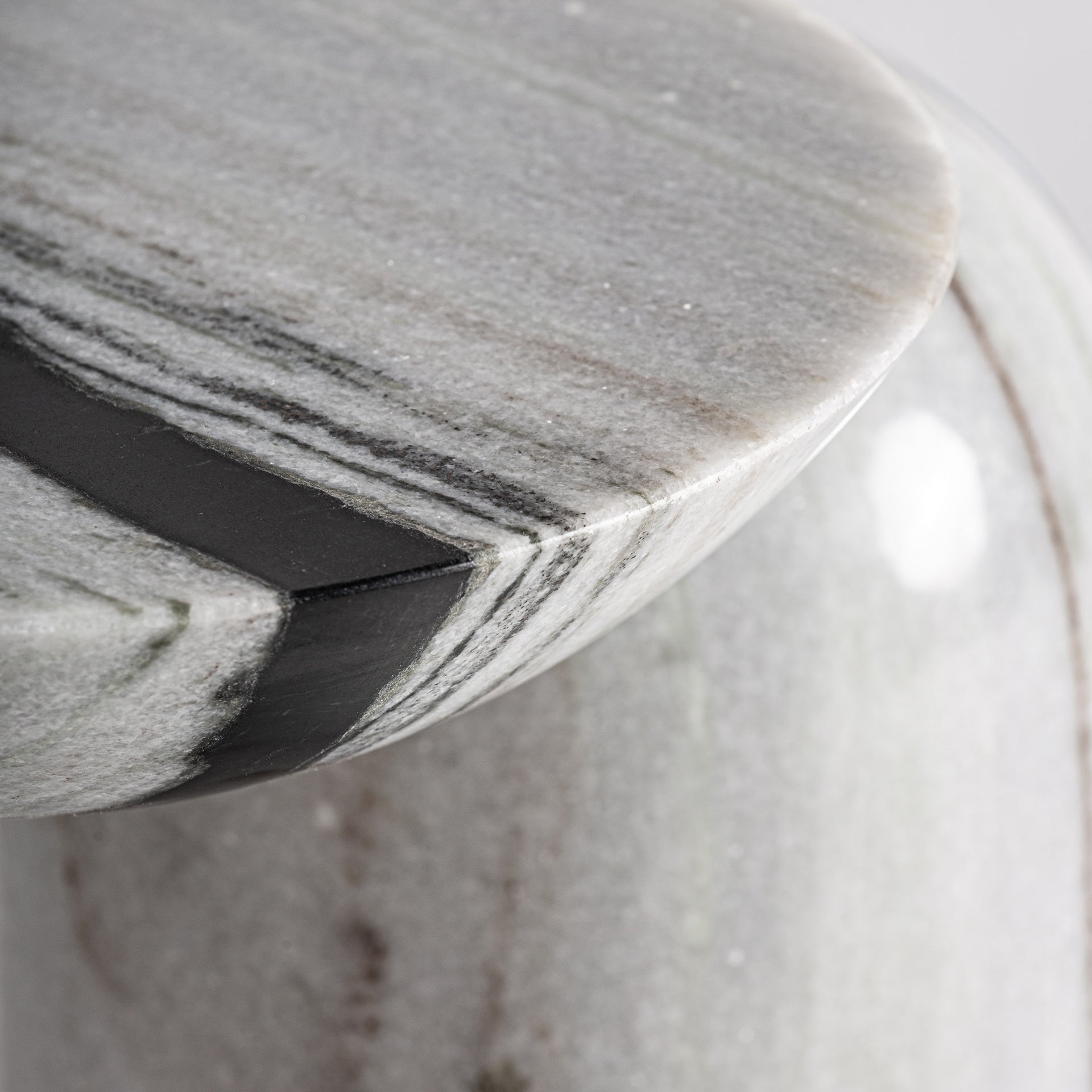 BAMBINO White Marble Side Table - Contemporary Round Accent Table