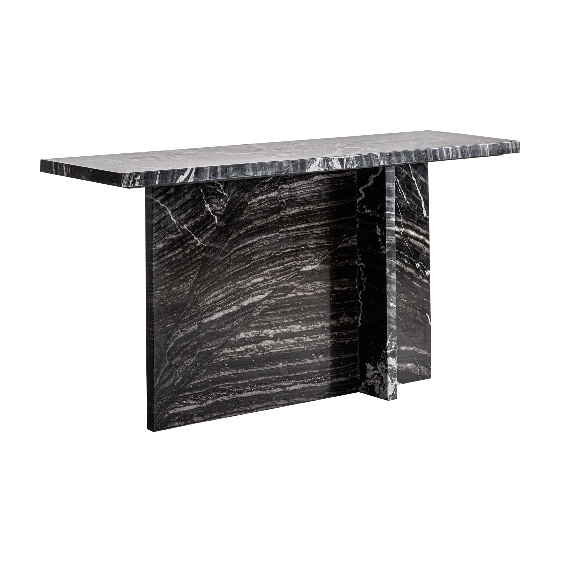 Khat Contemporary Console Table - Black Marble