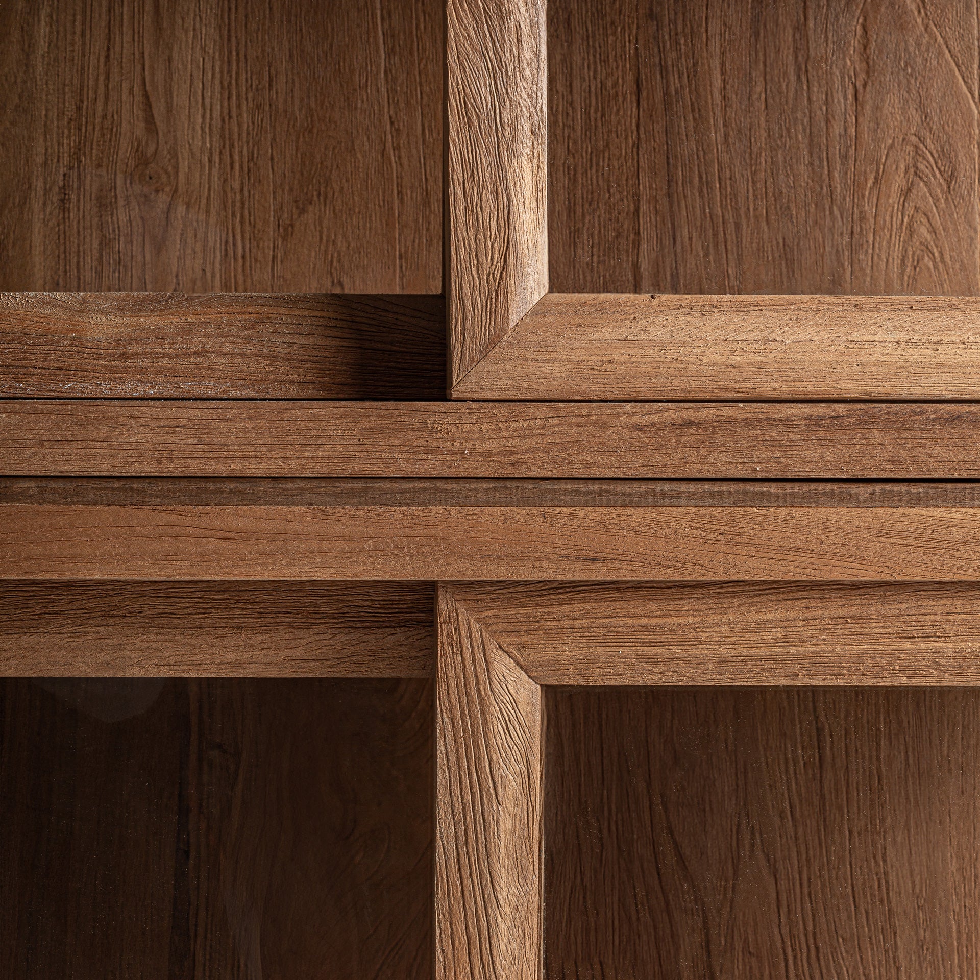 Teak Wood Glass Cabinet - Colonial Brown Display Storage