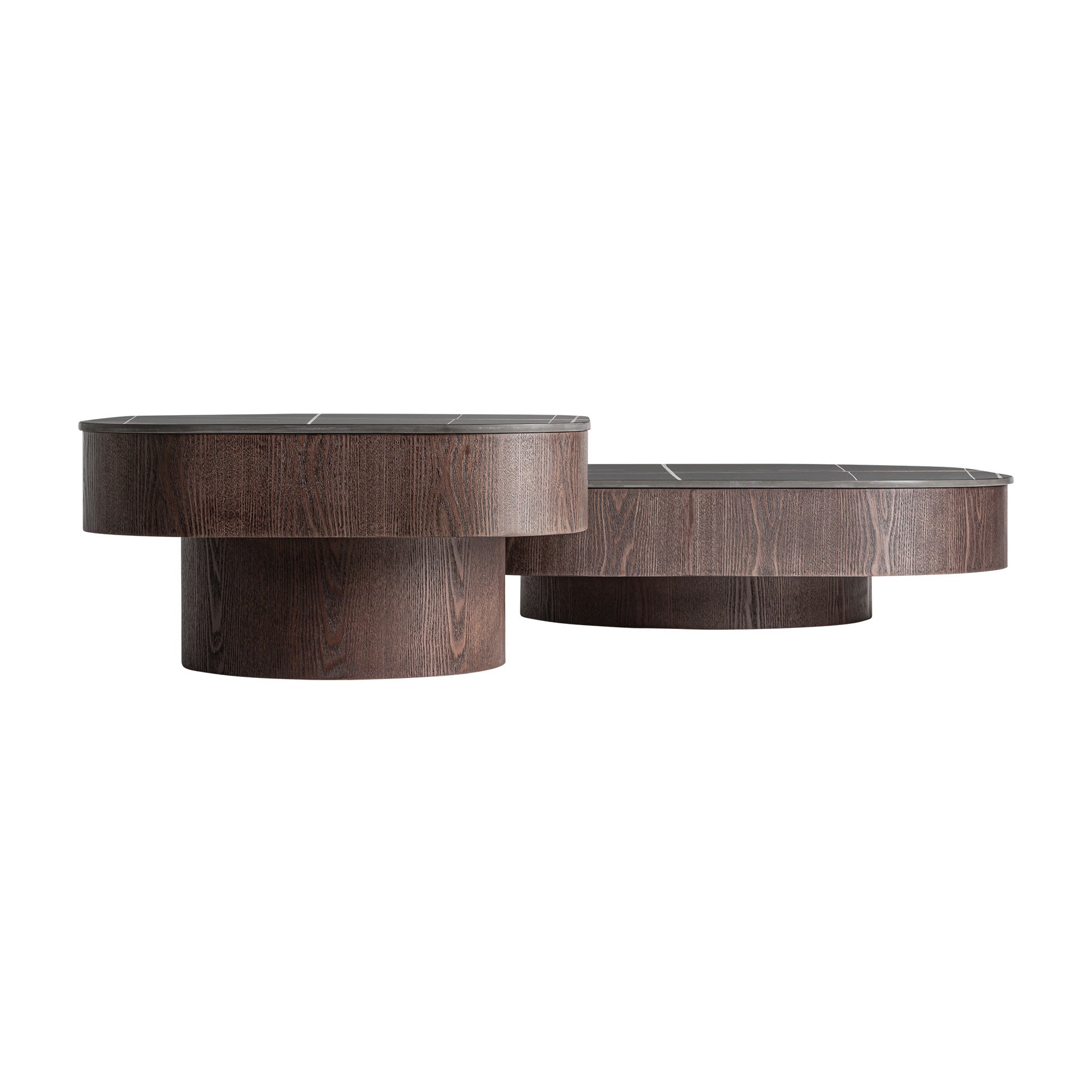 Neufer Coffee Table - Contemporary Black Marble & Walnut Design