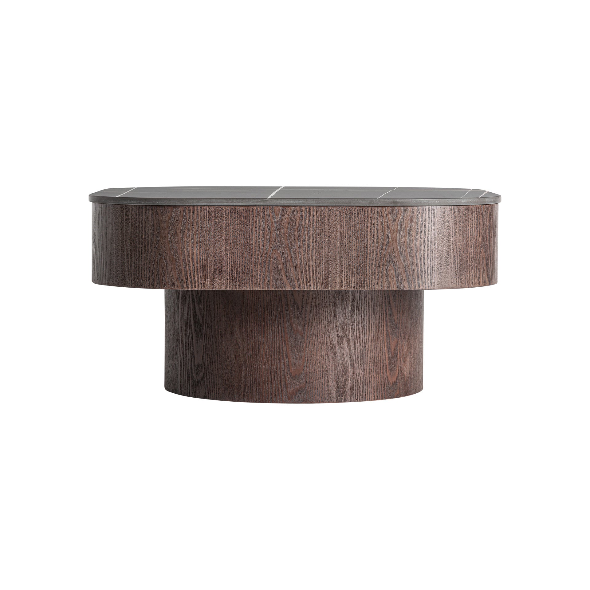 Neufer Coffee Table - Contemporary Black Marble & Walnut Design