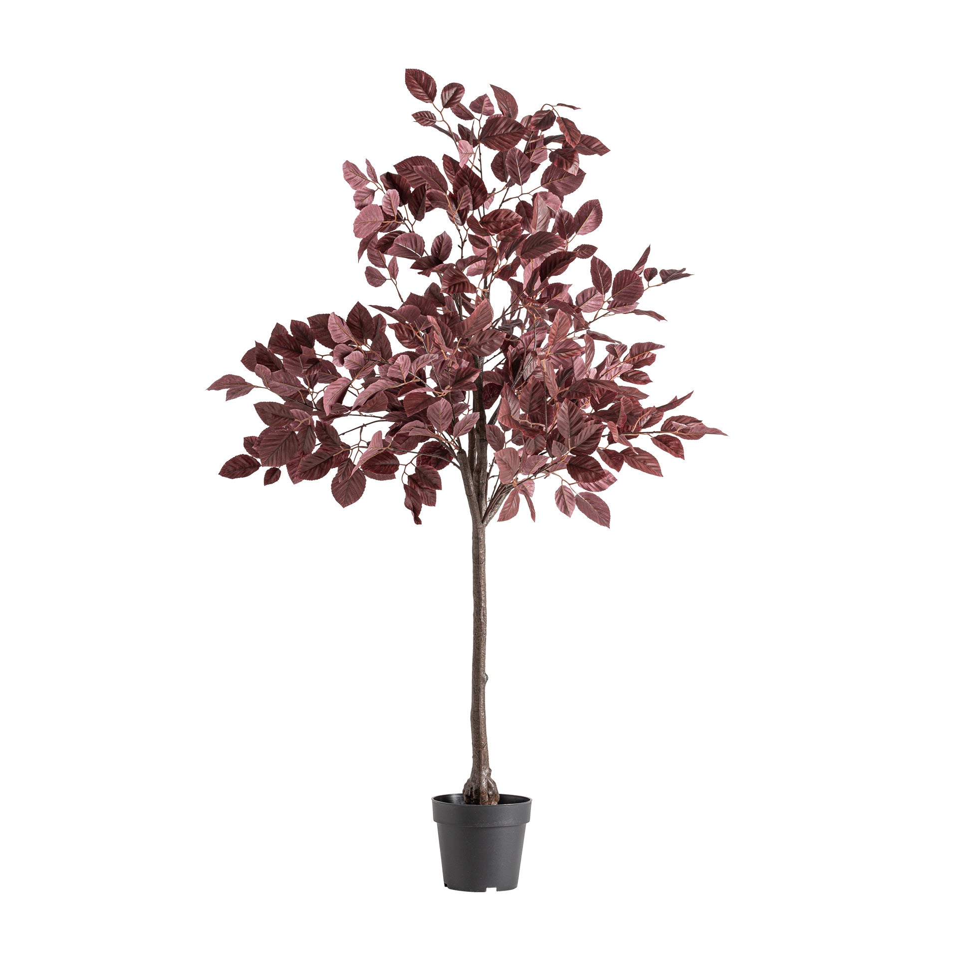 Rönn Faux Plant in Dark Red with Concrete Pot