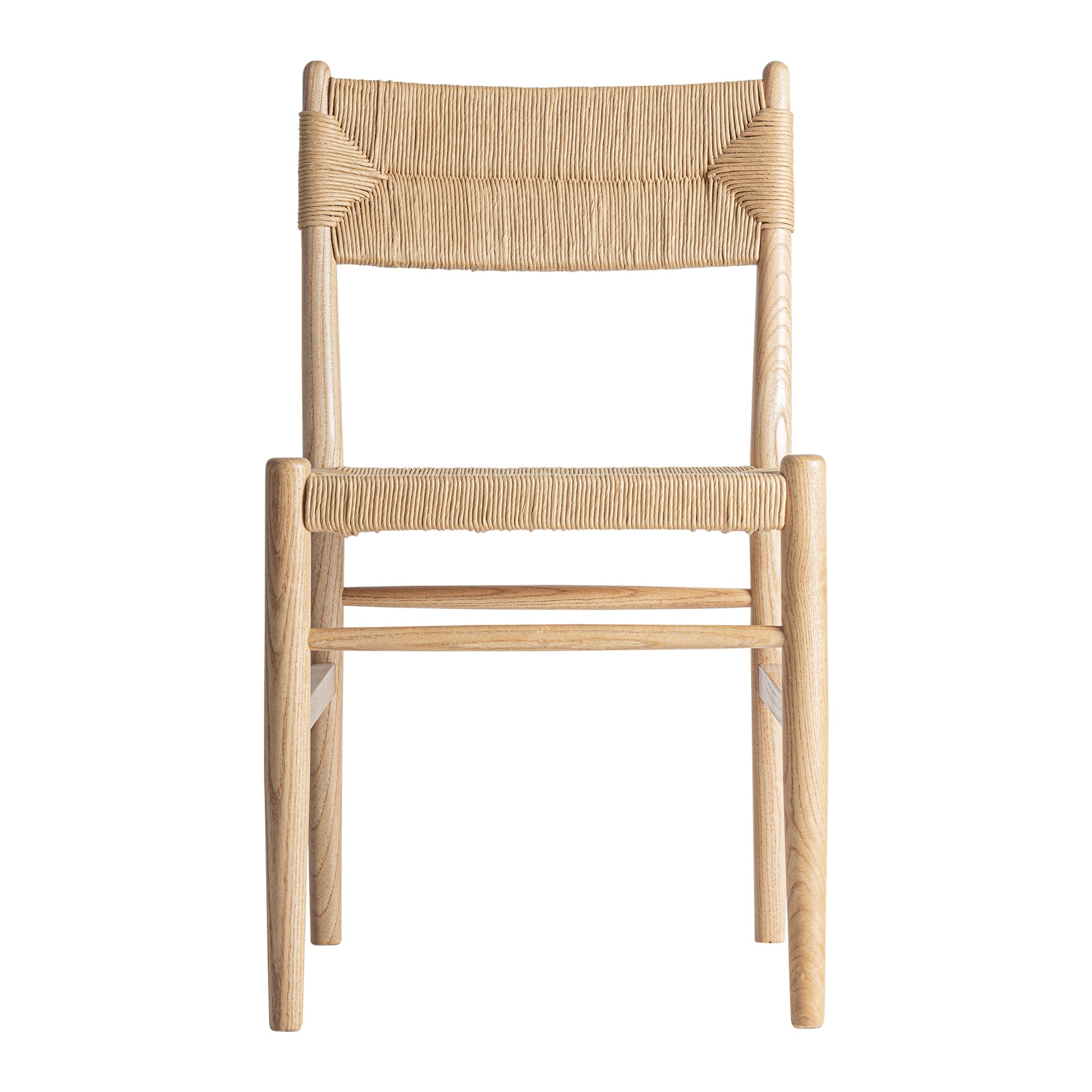 Alm Boho Chair in Light Brown Elm & Natural Fibre