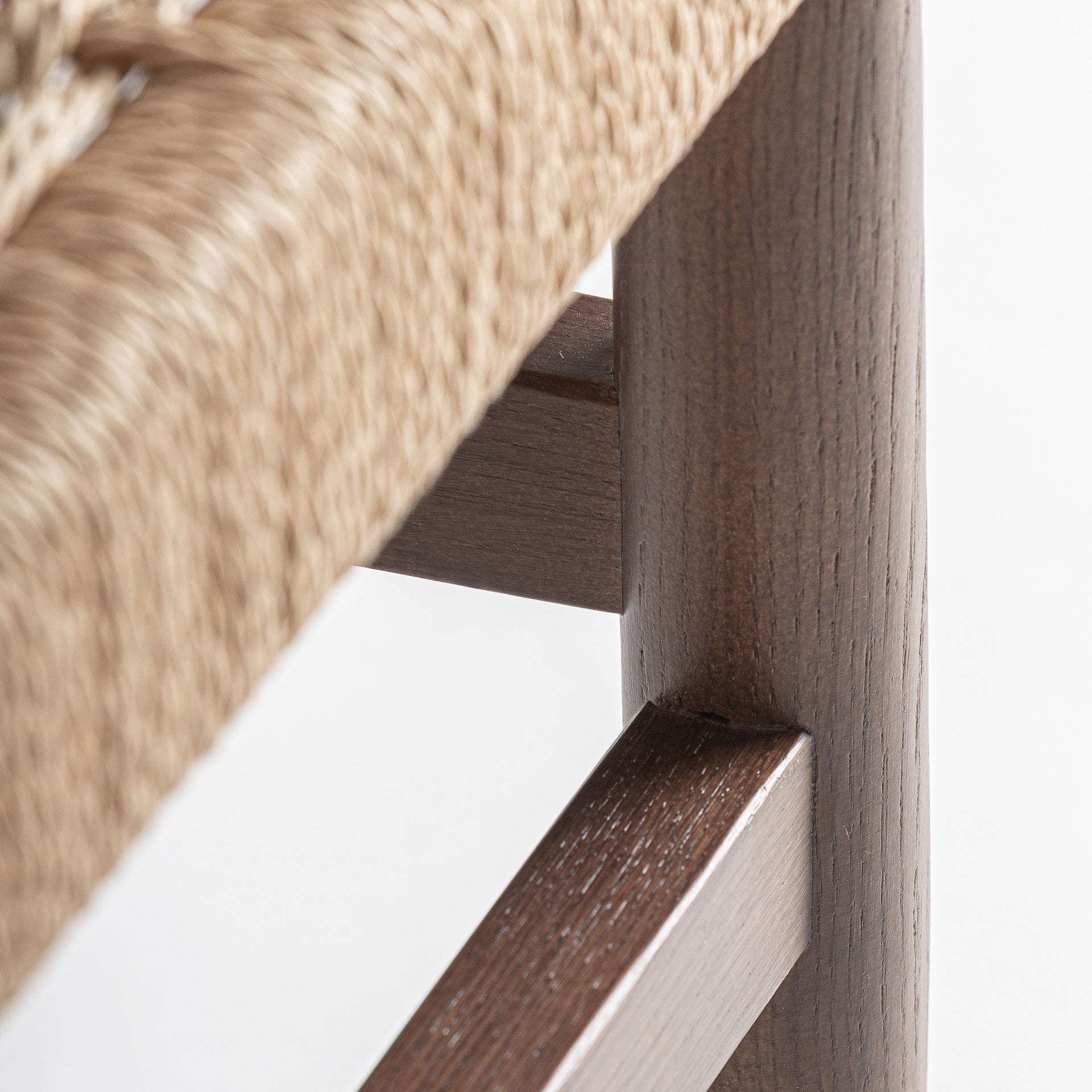 Skog Bench in Brown Beech & Natural Fibre