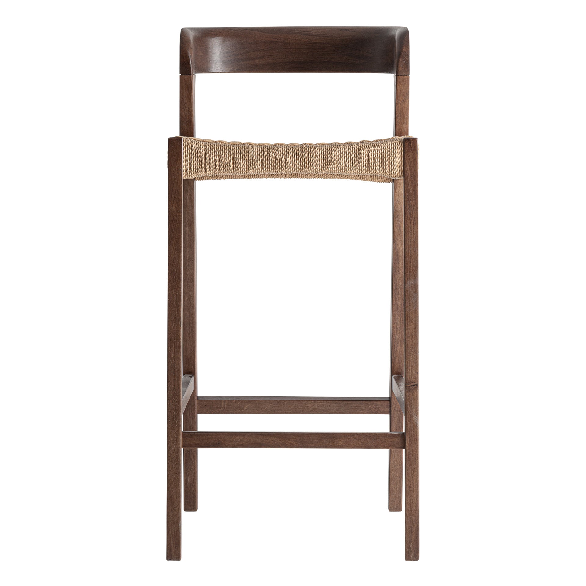 Skog Stool in Brown Oak & Natural Fibre