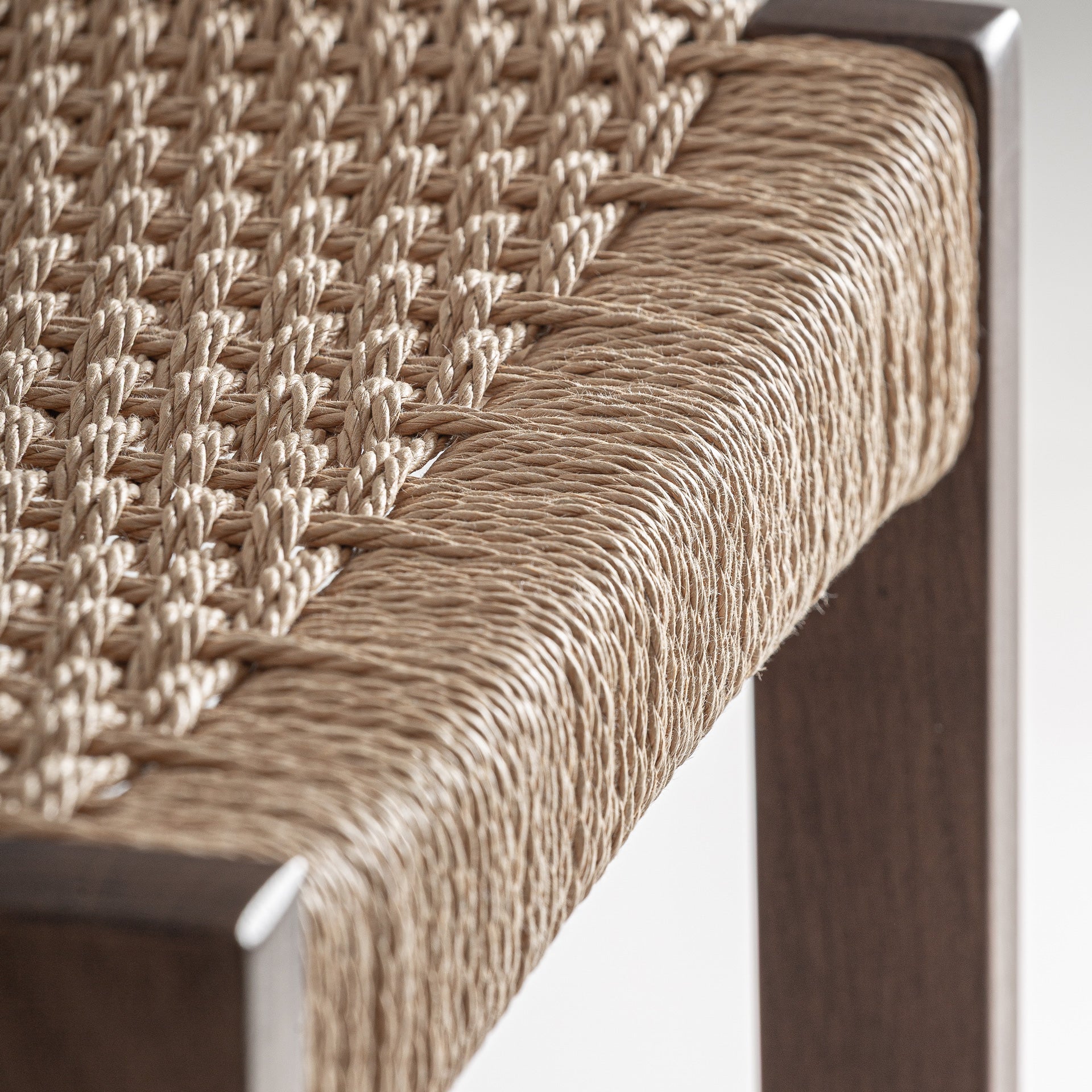 Skog Stool in Brown Oak & Natural Fibre