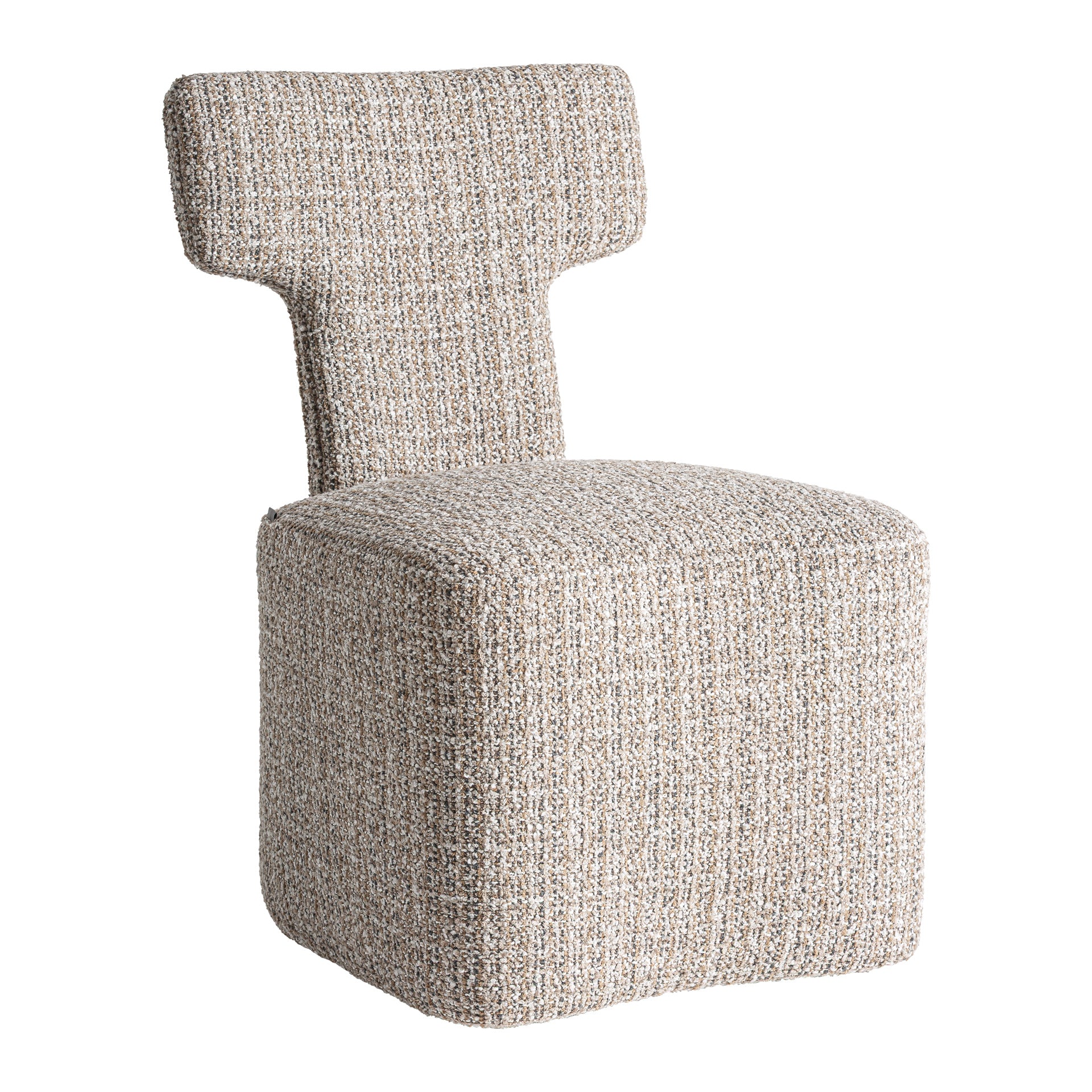 Björk Chenille Chair in Neutral Tones & Pine