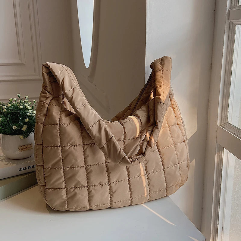 Designer Feather Down Winter Tote Bag