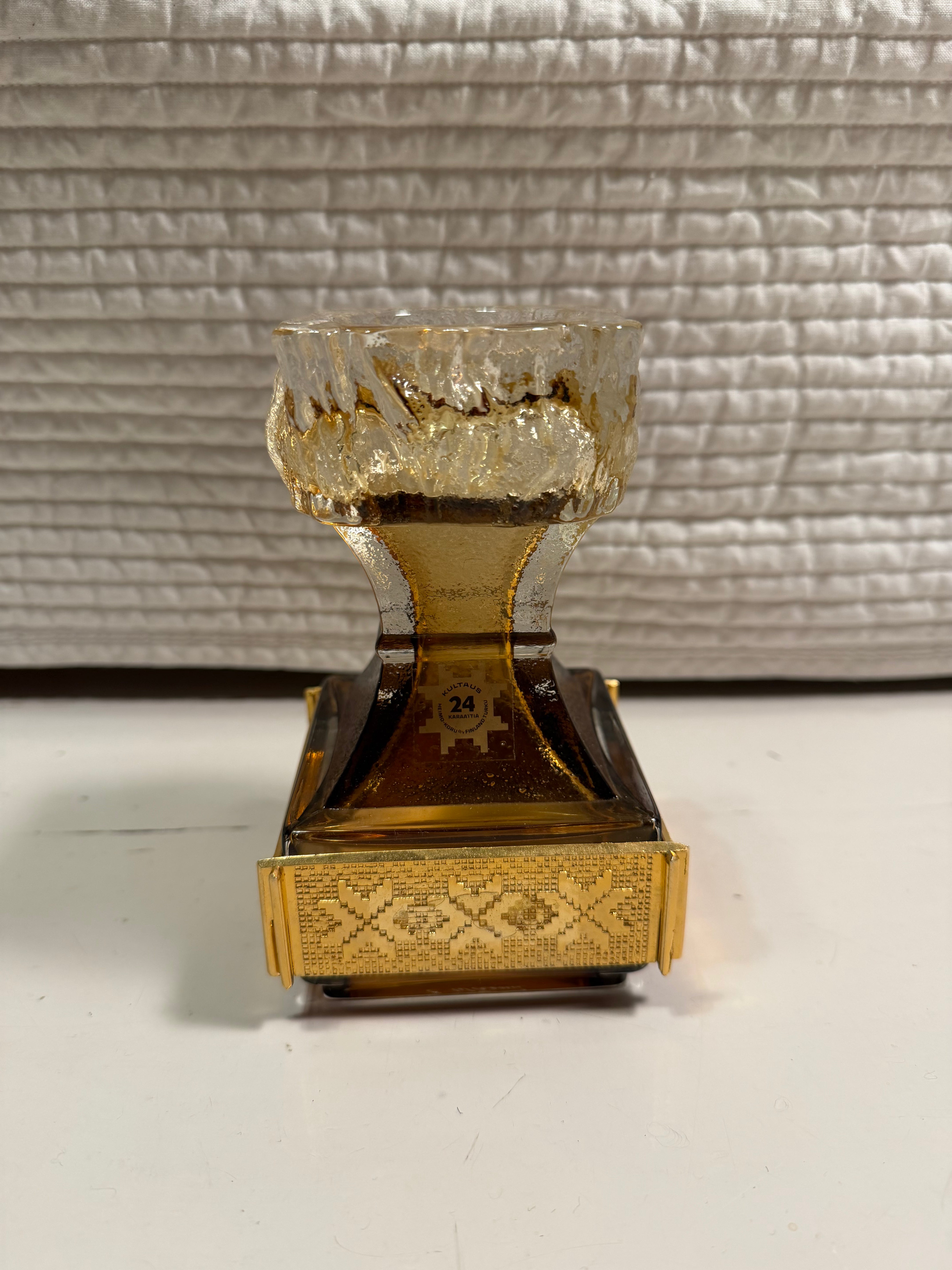 Eino Wänni 24k Gold Plated Candle Holder - Vintage 1960s Finnish Design