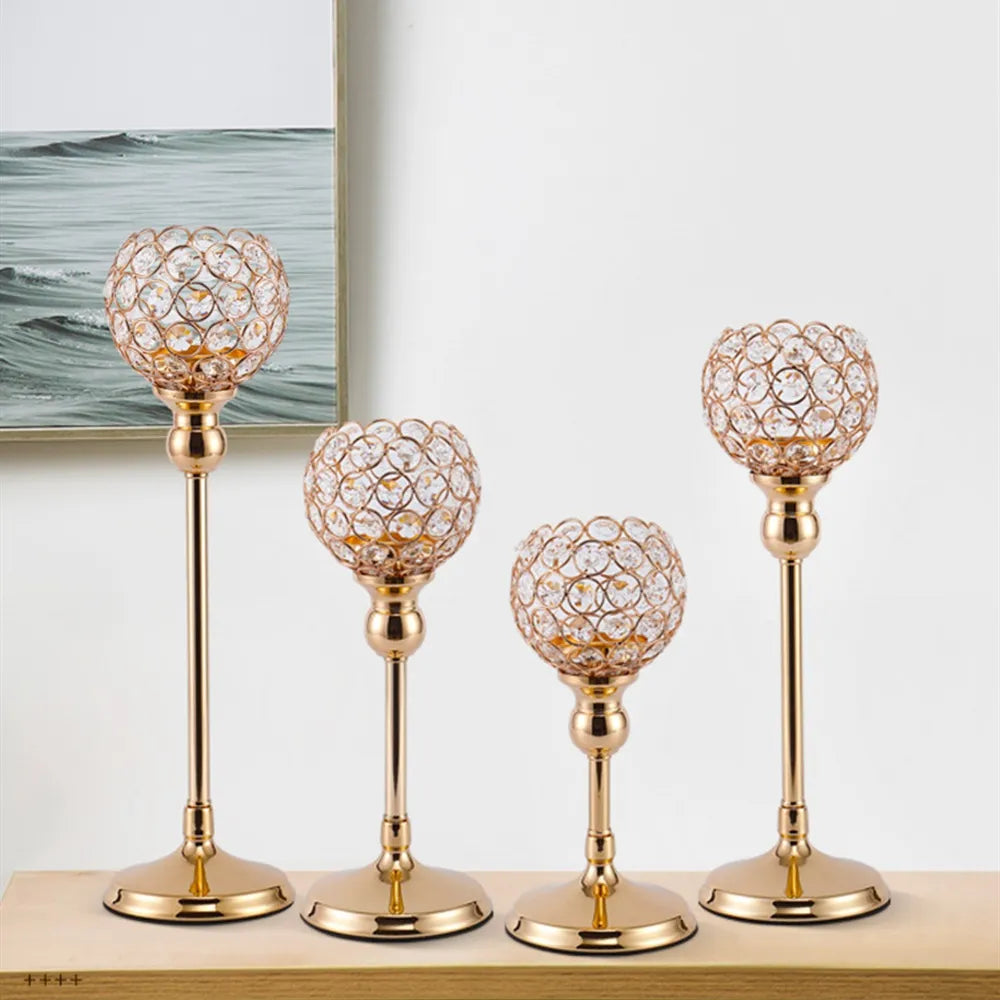 SkandiShop Metal Candle Holders Candlestick Crystal