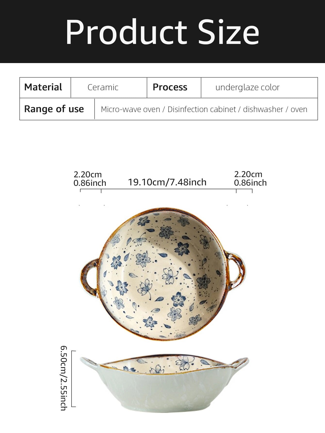 SkandiShop 7.5inch Japanese Household Noodle Bowl