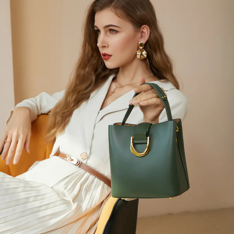 Luxe Cowskin Leather Bucket Tote