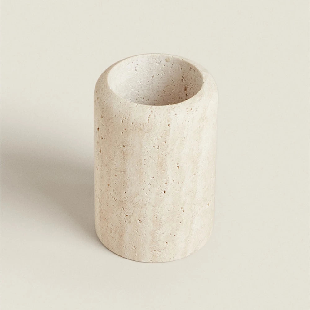 SkandiShiop 7.5 Dx 12CM H Natural Beige Marble Stone Toothbrush Holder