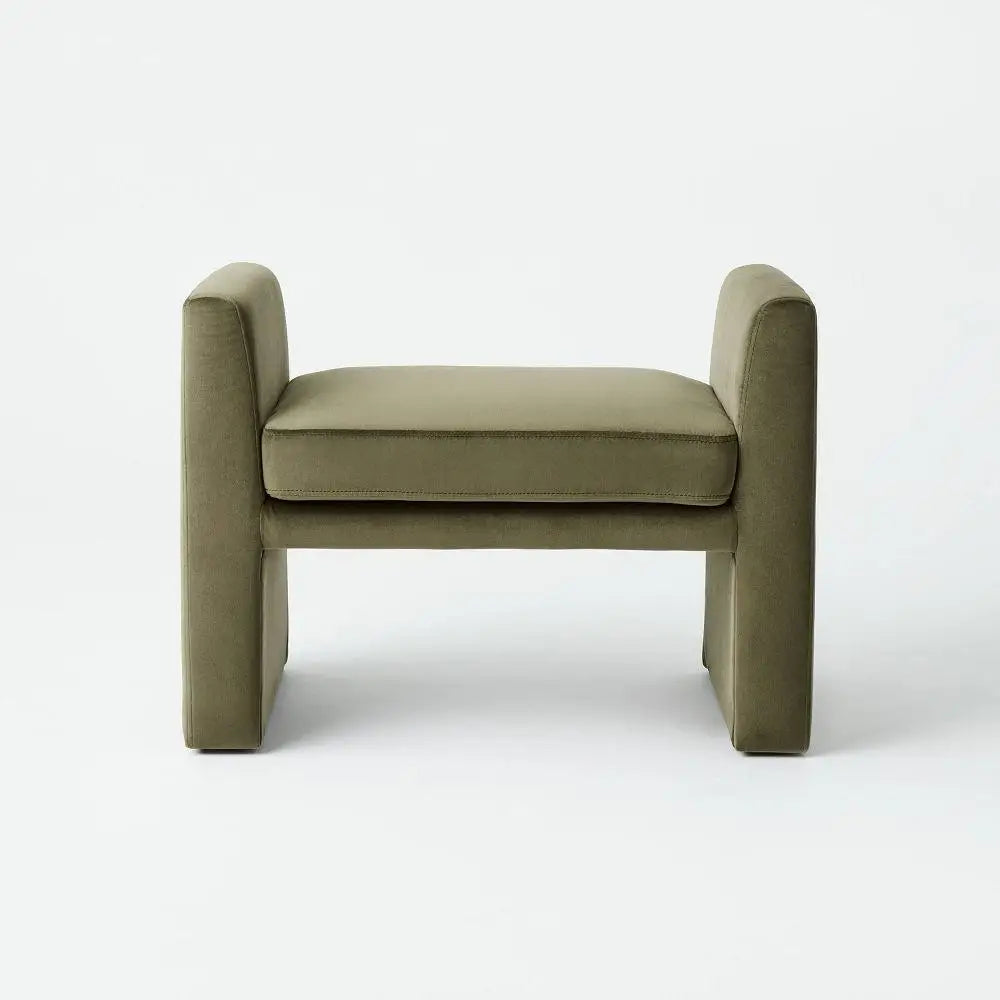 Vernon Olive Velvet Ottoman