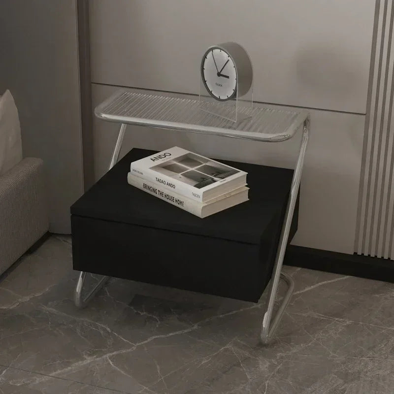 LuxGlass Mid Century Bedside Table