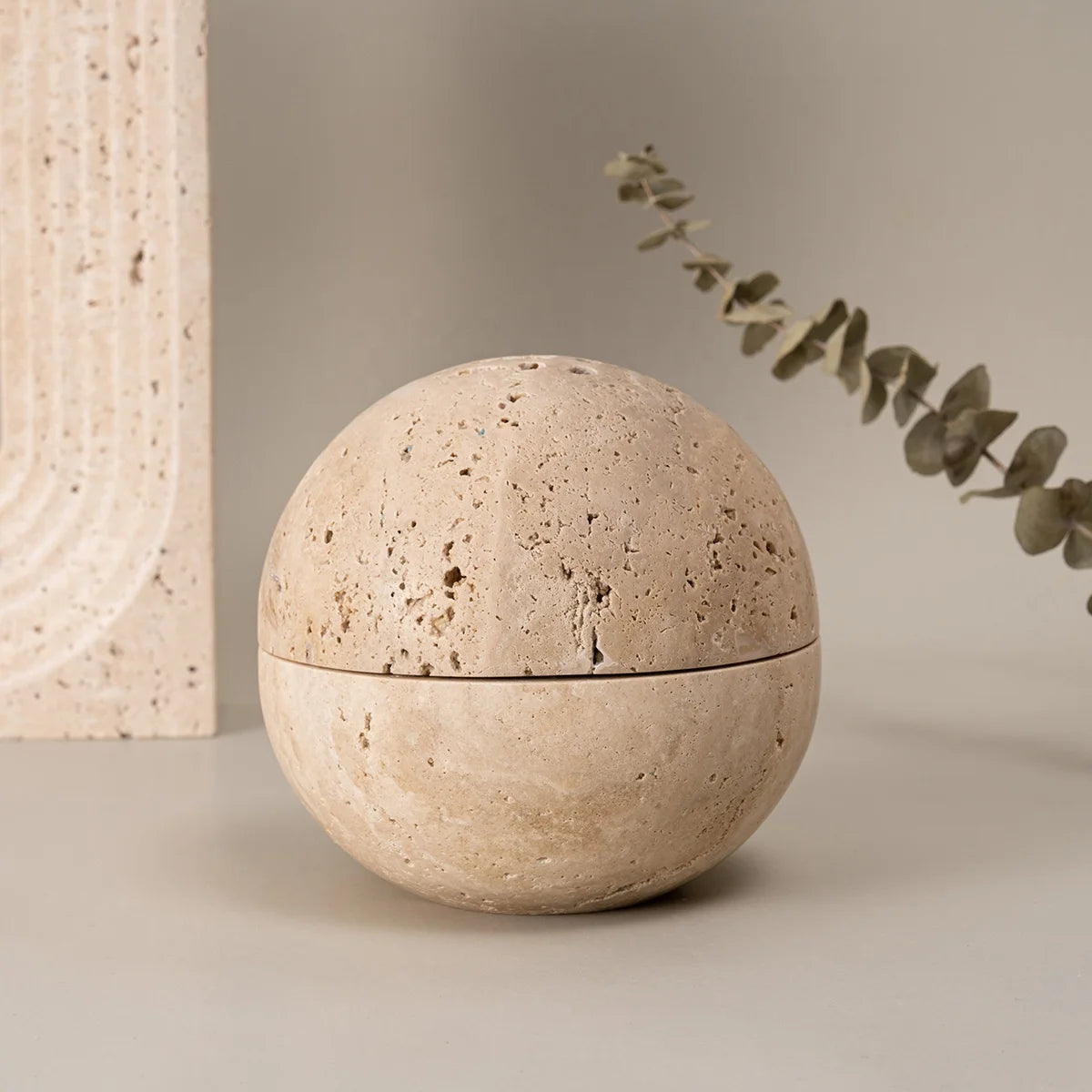 SkandiShop D10.5CM Beige Yellow Travertine Incense Holder Home Hotel Tabletop Marble Incense Burner