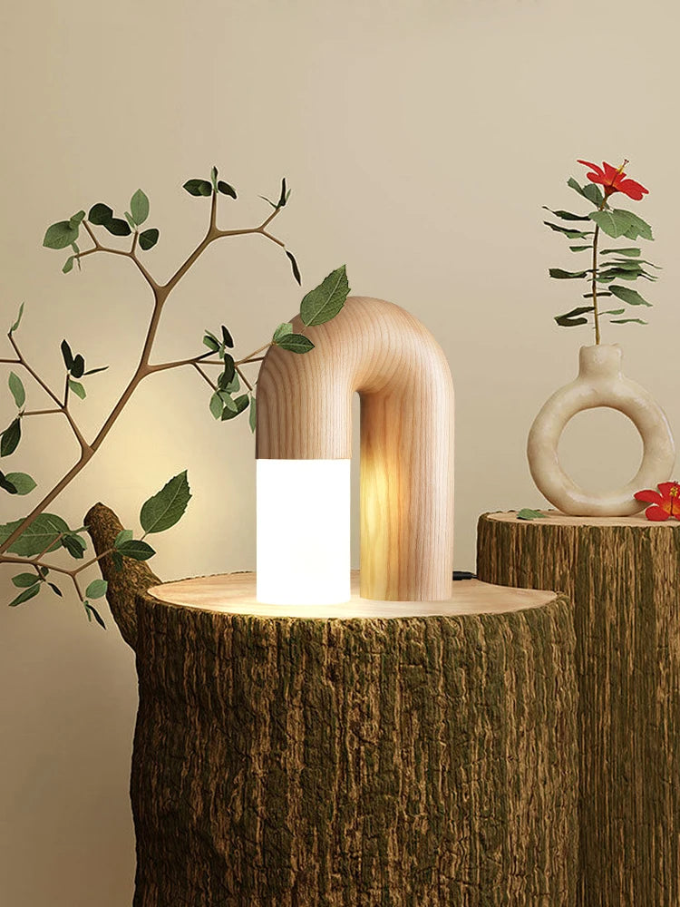 Retro Ash Wood & Acrylic Dimmable Table Lamp