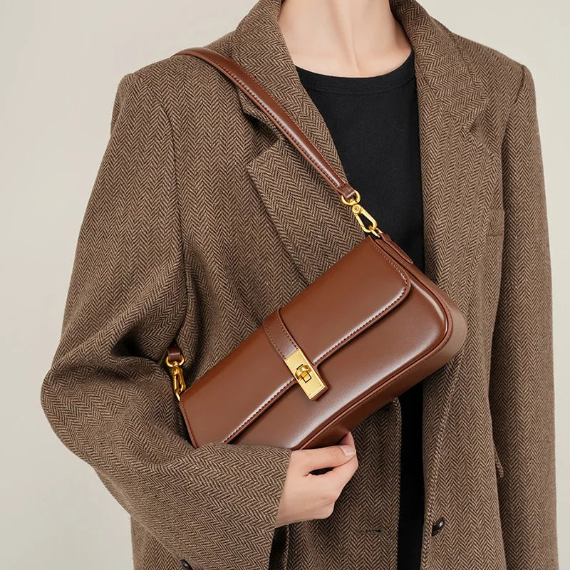 YANATARI Vintage Cowhide Genuine Leather Handbag