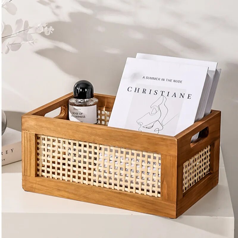 SkandiShop Desktop Solid Wood Storage Box Retro
