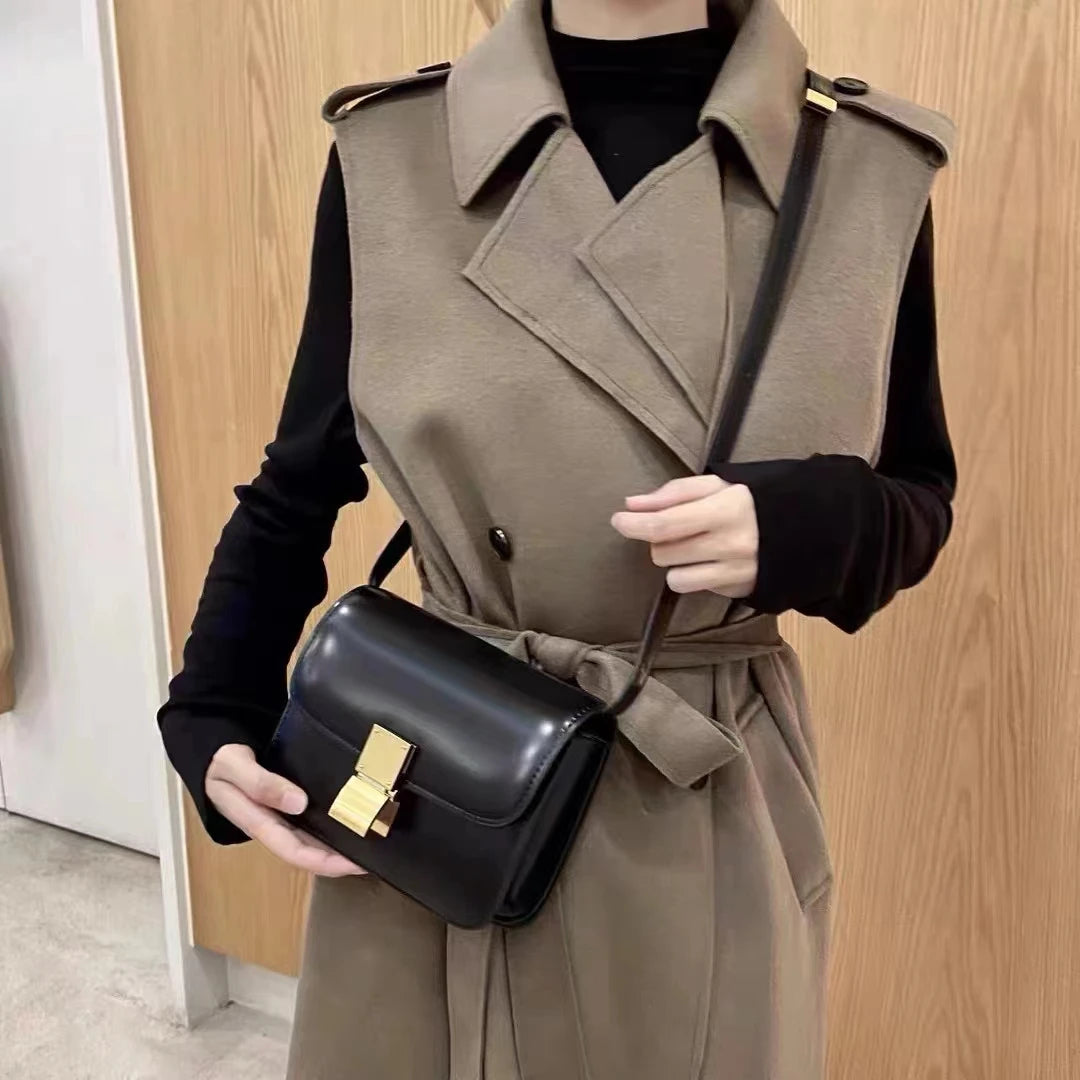 Women’s Genuine Leather Small Square Shoulder Bag