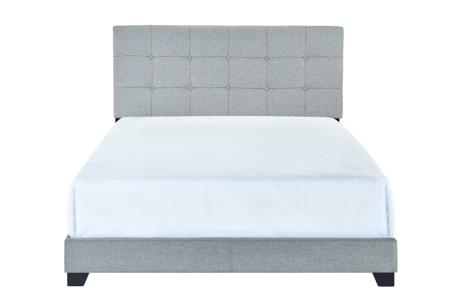 SkandiShop Gray Upholstered Panel Bed, Full Size