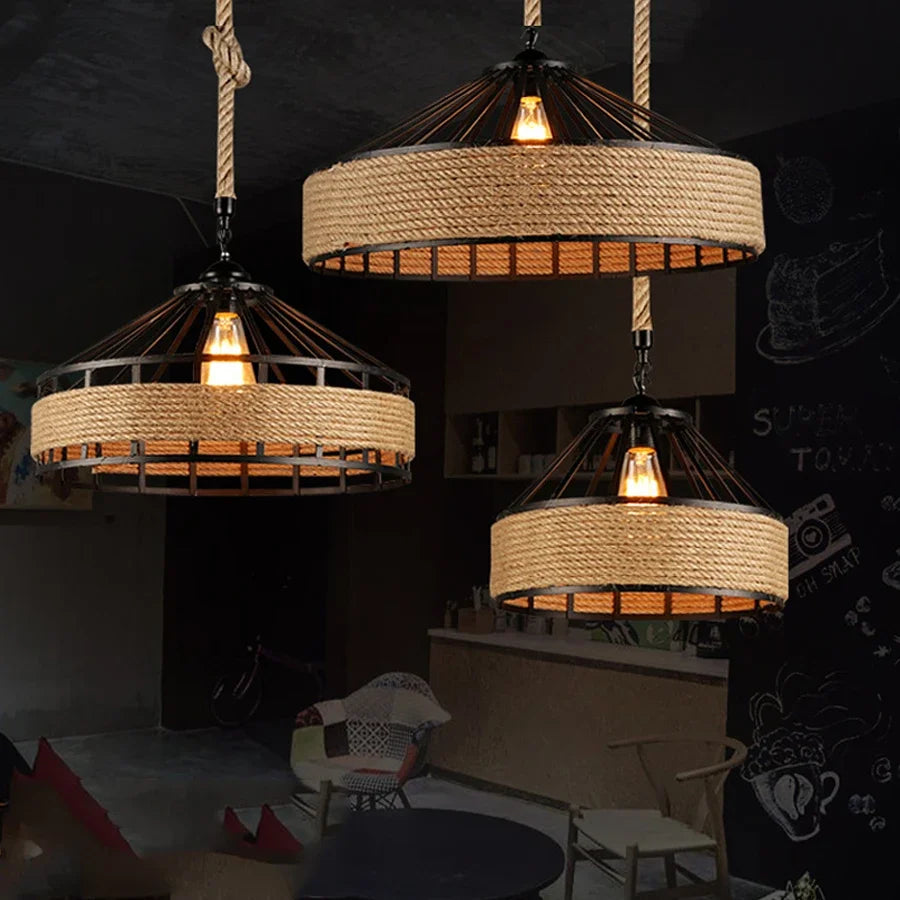 Vintage Rope Pendant Chandelier