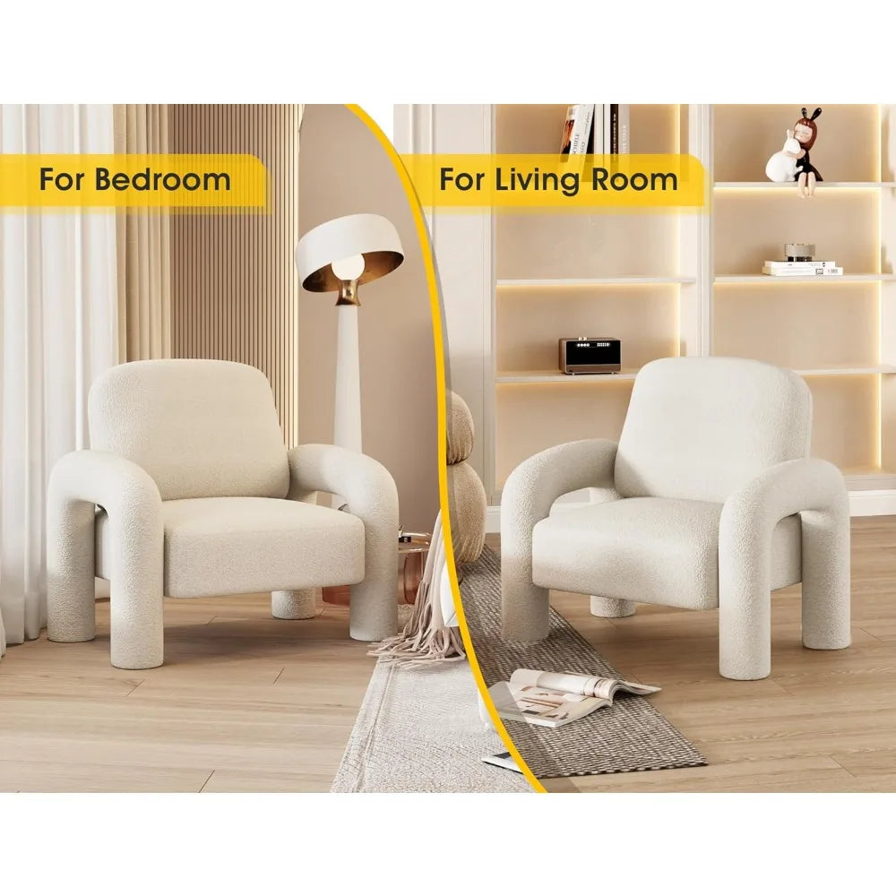 SkandiShop CozyTeddy Modern Accent Armchair