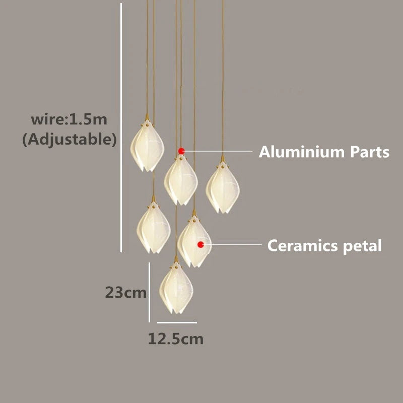 New Nordic Simple Ceramic Magnolia Chandelier