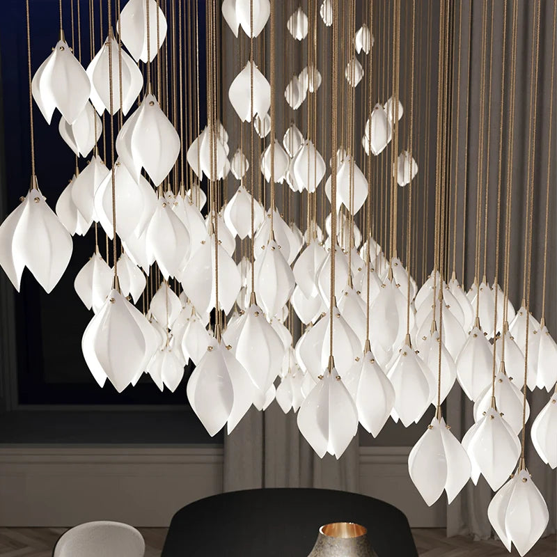 New Nordic Simple Ceramic Magnolia Chandelier