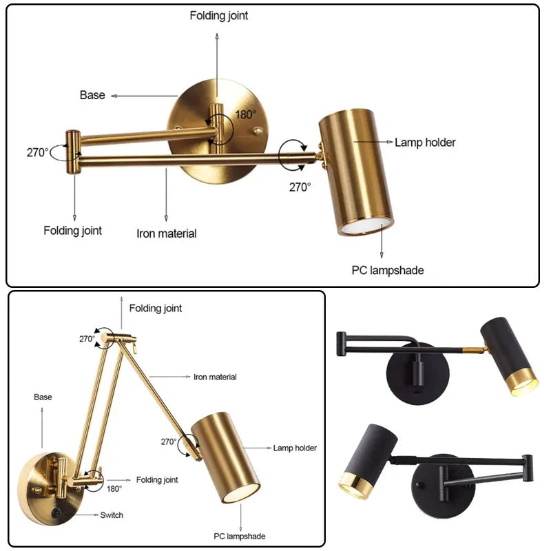 SkandiShop LED Wall Lamps Telescopic