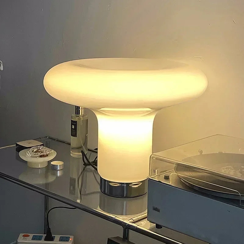 SkandiShop Nordic Postmodern Luxury Designer Glass Desk Light Simple Creative Living Room Studyroom Bedroom Warm Bedside Table High LED Art