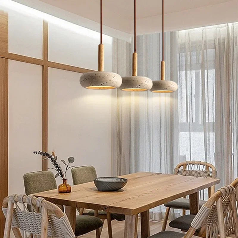 LumiStone Pendant Lamp – Natural Stone & Wood Elegance