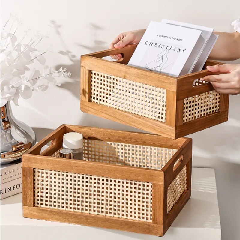 SkandiShop Desktop Solid Wood Storage Box Retro