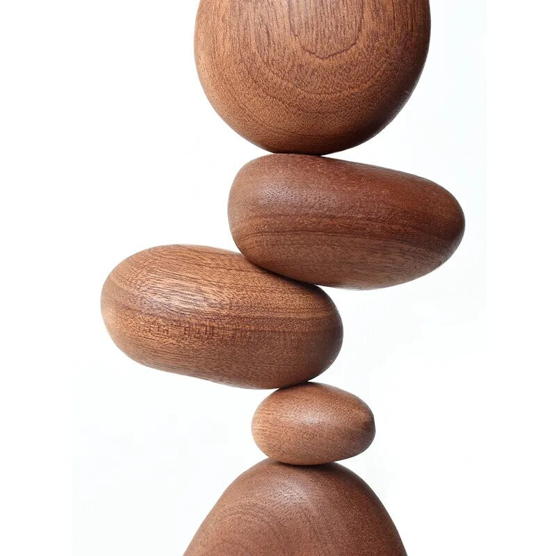 SkandiShop Japanese Solid Wood Stone Art