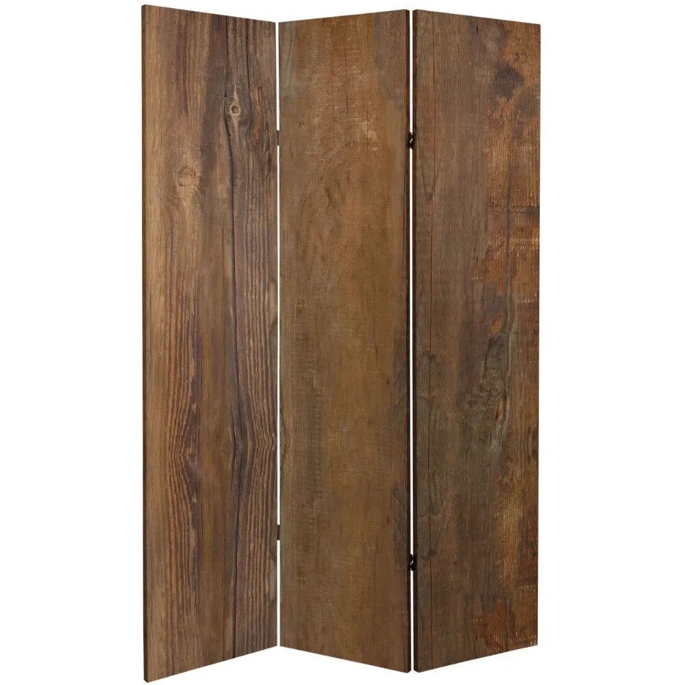SkandiShop Room Divider Screen 6 Ft. Tall Wood Grain Canvas Room Divider