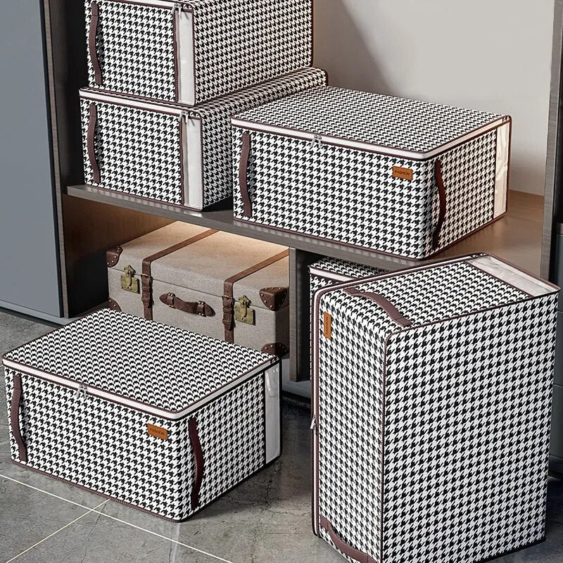 SkandiShop Checker Quilt Storage Box Dustproof