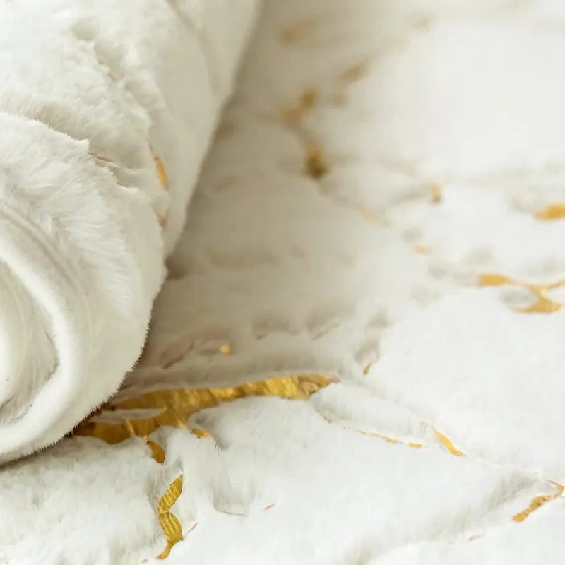 SkandiShop Bath Mats for Bathroom Luxury White and Gold Non Slip